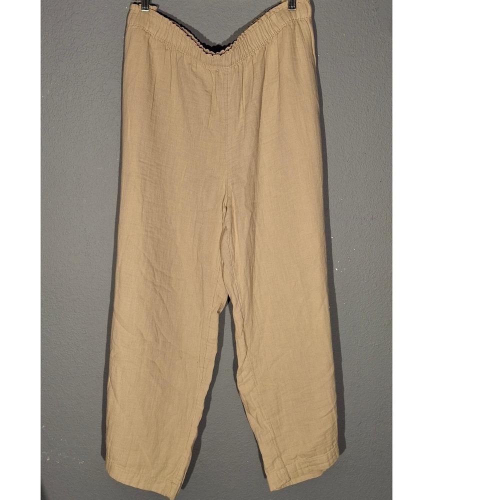 Old Navy Womens XXL Tan Beige High Rise Wide Leg Cotton Comfort Waistband Pants